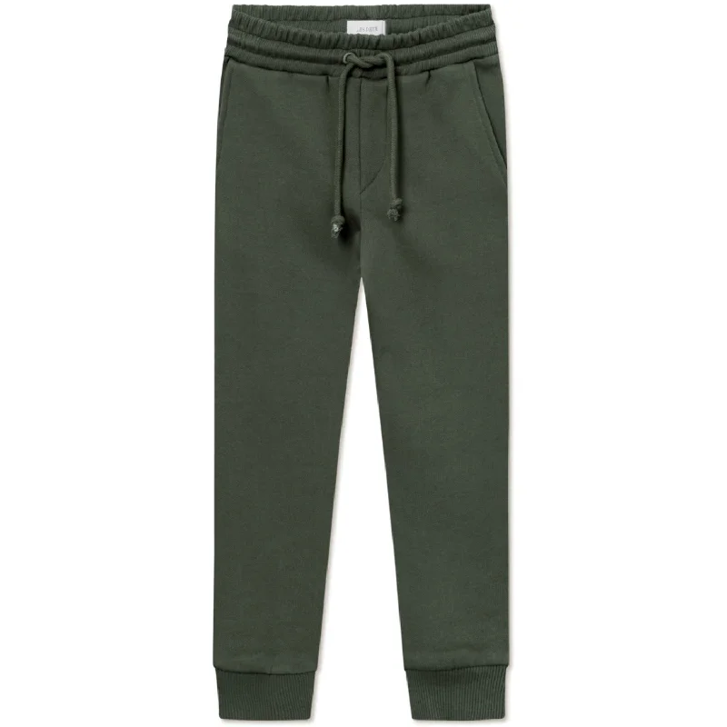 Sports Pant with woven fabric-Les Deux Kids Forest Green/Ivory Encore Boucle Sweatpants Kids