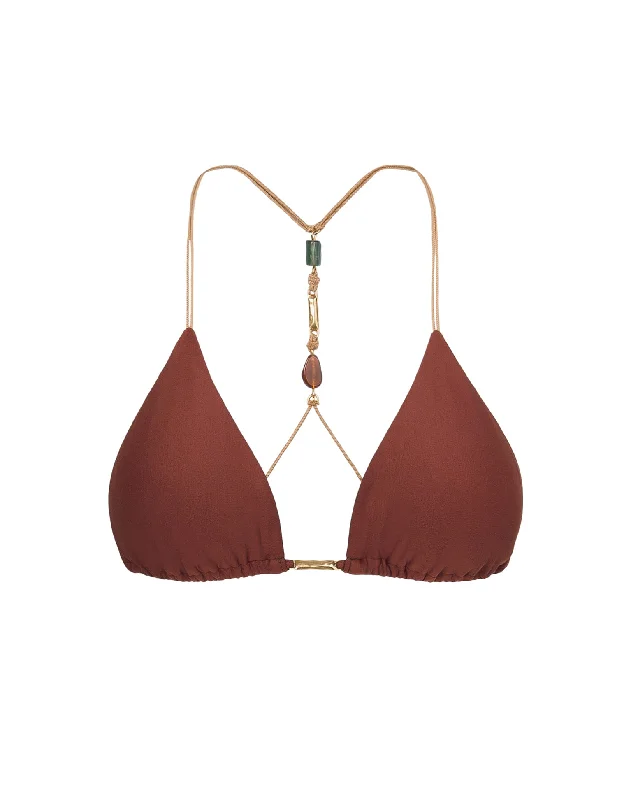 Swimwear with crisscross straps-Kaia T Back Top - Nutshell