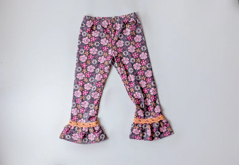 Sports Legging for commuting-Big Ruffles Twilight Blossom Leggings