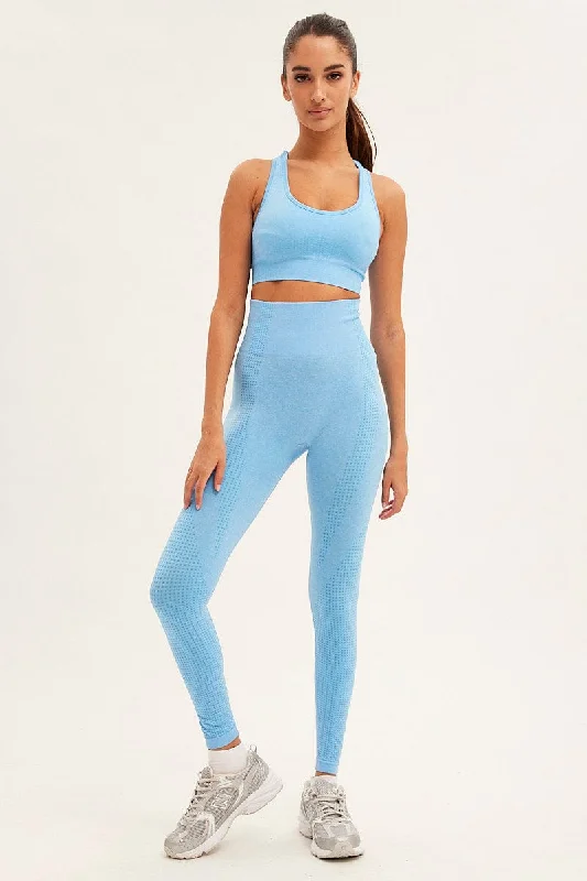 Sports Legging with low-end fabric-Blue Activewear High Rise Legging Seamless