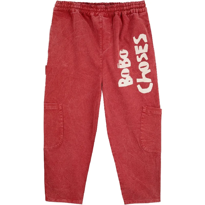 Sports Pant with patchwork-Bobo Choses Burgundy Red Baggy Sweatpants