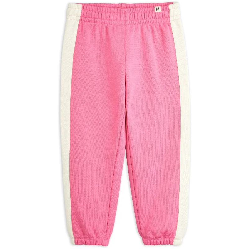 Sports Pant with velcro cuffs-Mini Rodini Pink Mini Rodini Society Panel Sweatpants