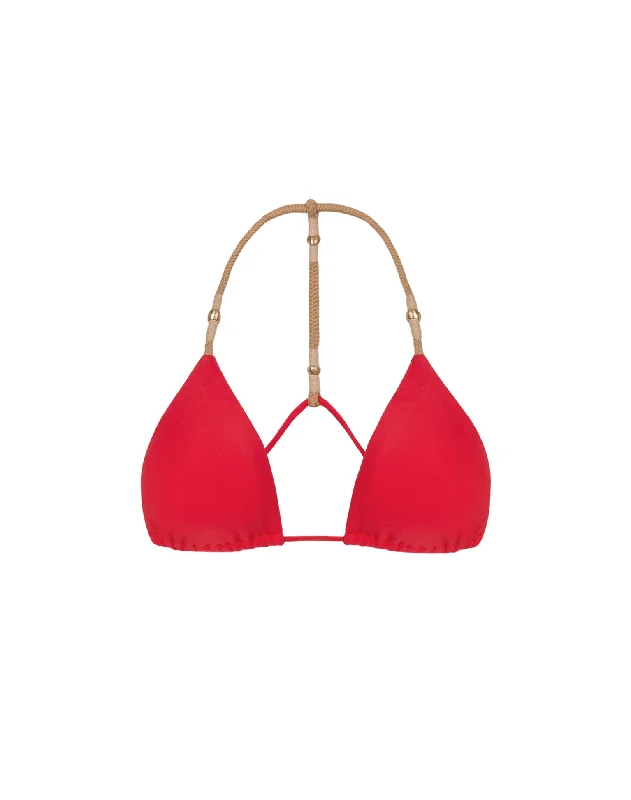 Swimwear with Brazilian cut-Layla T Back Top - Red Poppy