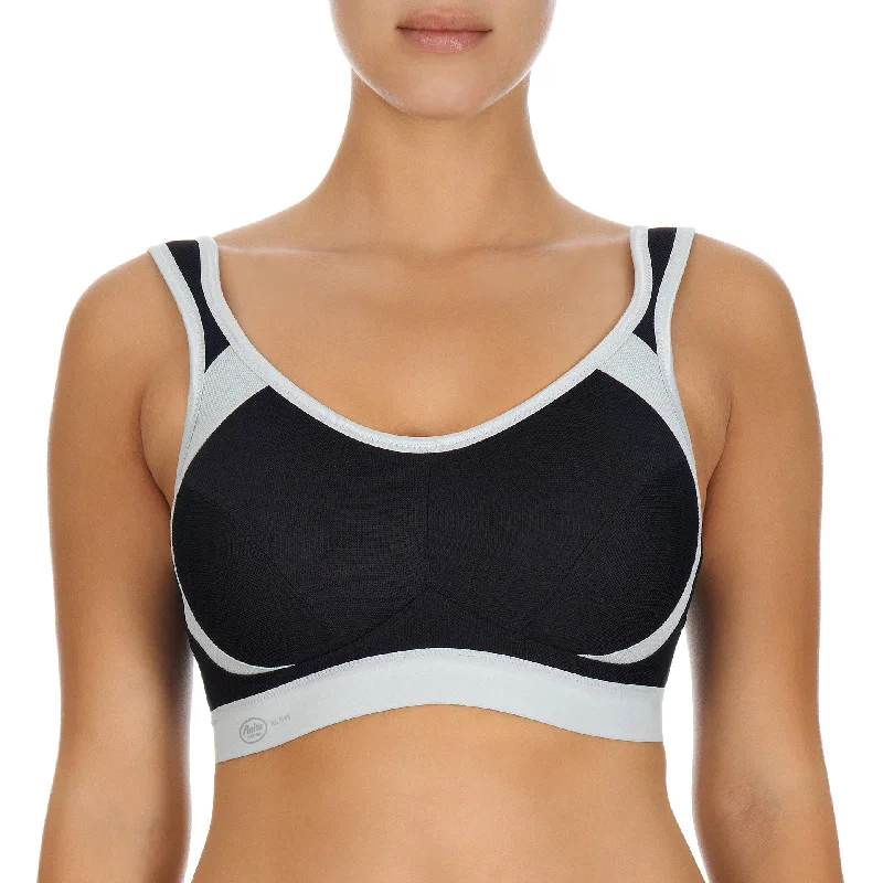 Sports bra with bow shape -Extreme Control Black & Gray Sports Bra