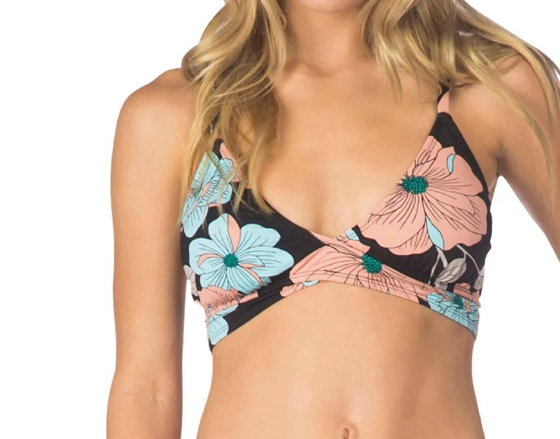 Sports bra with split shape -Wrap Bralette Bikini Top In Bik 40 Flower Week