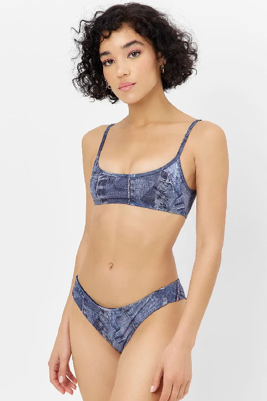 Sports bra with wide fit -Dallas Bralette Bikini Top - Blue Jean