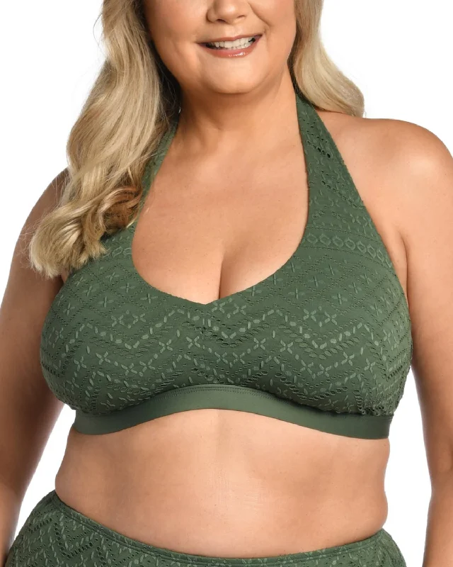 Sports bra with flux fit -2024 La Blanca Plus Size Saltwater Sands Halter Bra Top - Lb4bc72w