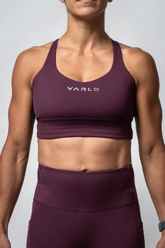 Sports bra with wide profile -SOHO Women's Cross Line Technical Sports Bra (Plum)