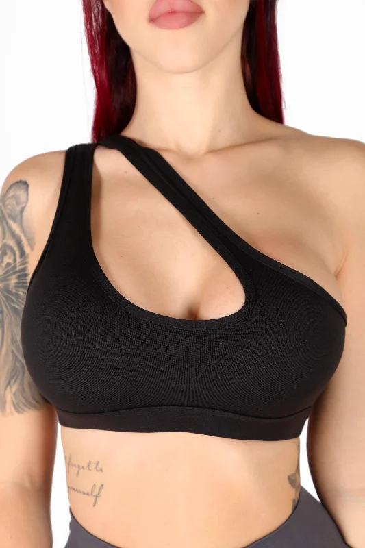 Sports bra with swirl fit -Cross the Line Sports Bra - Black