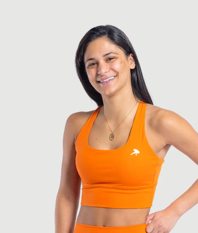 Sports bra with vented shape -Halo Bra - Neon Orange