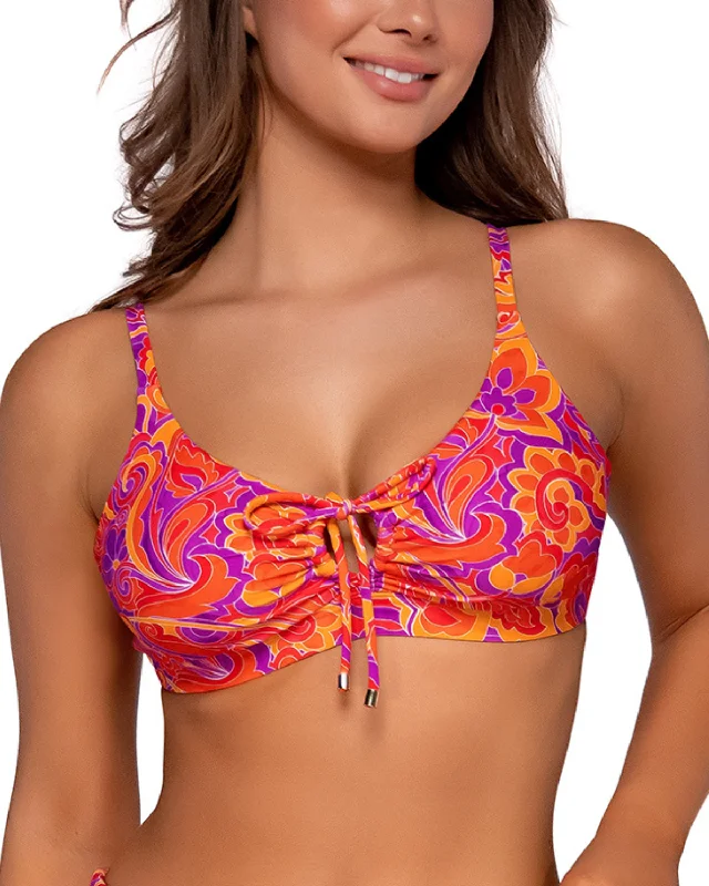 Swimwear with textured fabric-2023 Sunsets Pele Kauai Keyhole Underwire D+ Cup Bikini Top - 54