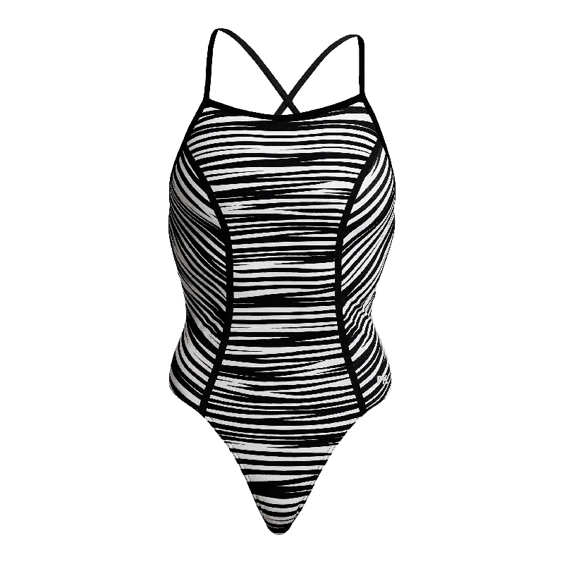 Swimwear with checkered look-Stick Stack | Ladies Bond Girl One Piece