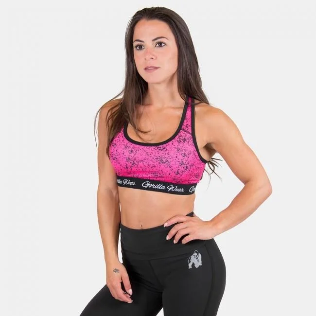 Sports bra with flux fit -Gorilla Wear Hanna Sports Bra - Black-Pink