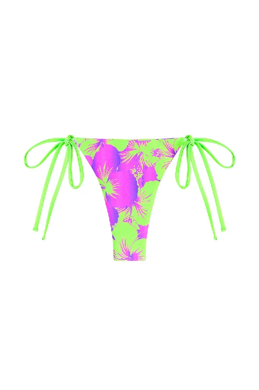 Swimwear with fixed straps-Avalon Bottoms in Green Hibiscus