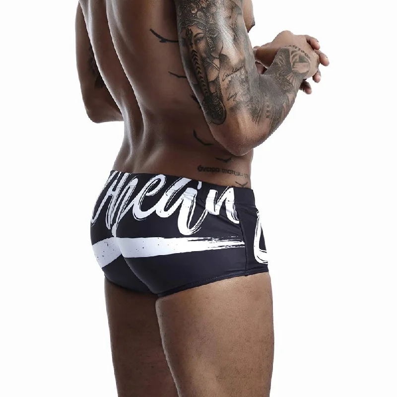 Swimwear with gradient fade-Seobean Graffiti Square Cut Swim Trunks