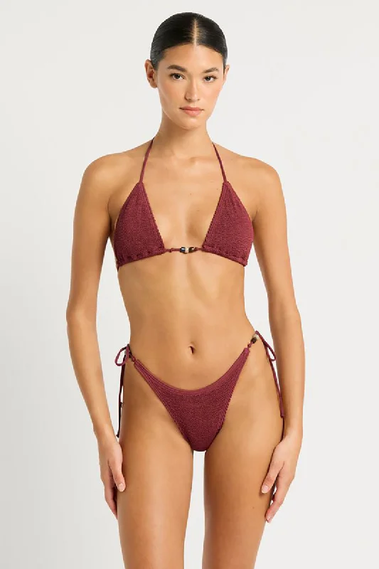 Swimwear with side ties-Carmine Beaded Tri Set