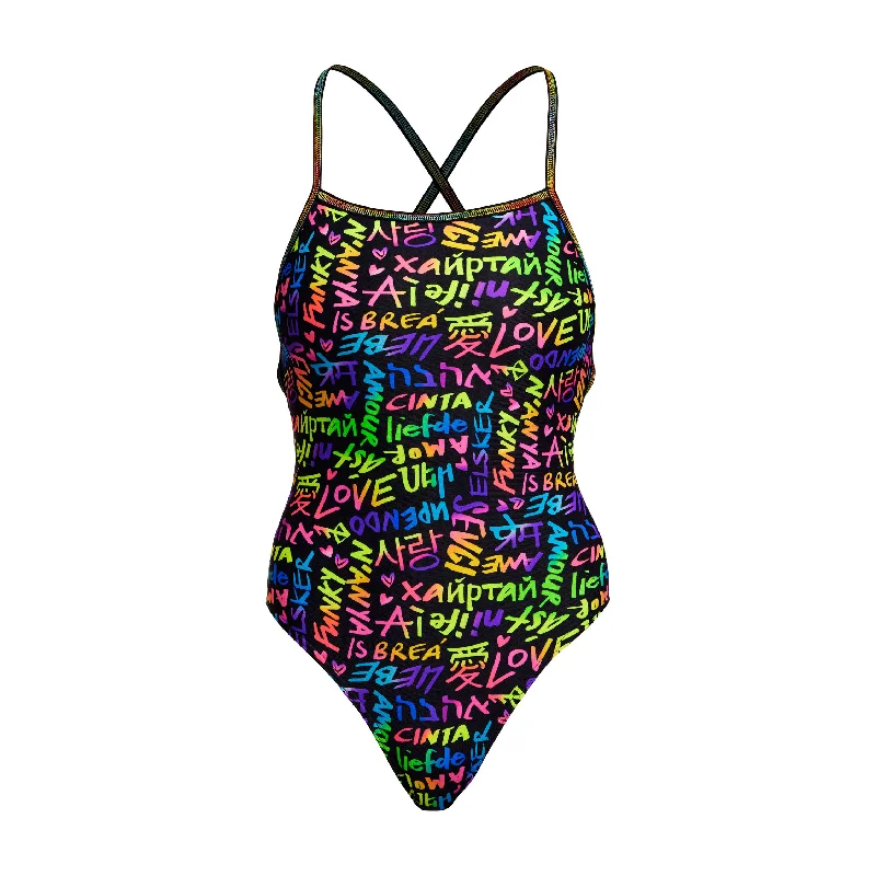 Swimwear for endurance-Love Funky | Ladies Strapped In One Piece