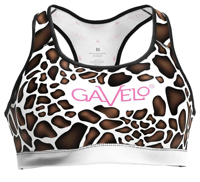 Sports bra with knot shape -Gavelo Giraffe Sports Bra