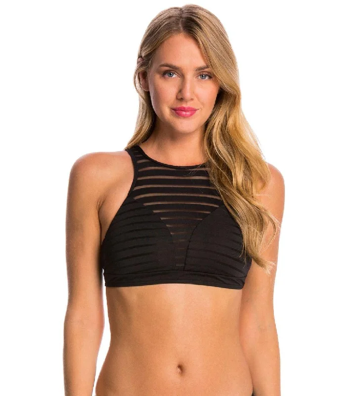 Reflective sports bra for dusk -J4776 High Neck Bra - Jets