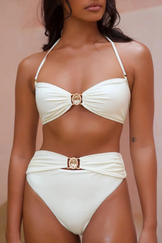 Swimwear yellow-Amour 'Coconut' High Waist Crystal Bikini Bottoms