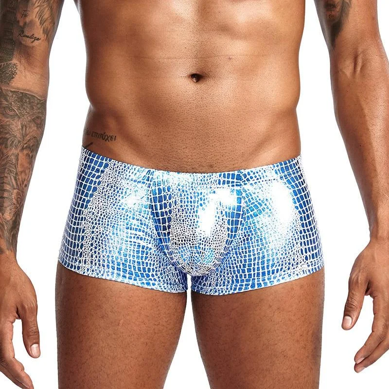 Swimwear with designer fabric-Scales Square Cut Swim Trunks