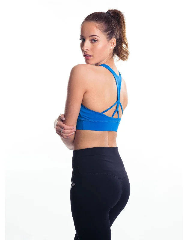 Sports bra with ripple straps -Vitality Sports Bra - Azure Blue