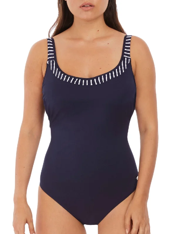 Swimwear for petite sizes-San Remo Scoop Back Swimsuit - Ink