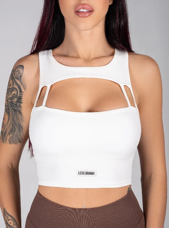 Sports bra with sheer shape -She Bad Sports Bra - White