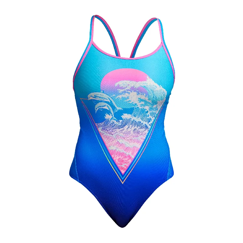 Swimwear with neon accents-Flying Flipper | Ladies Diamond Back One Piece