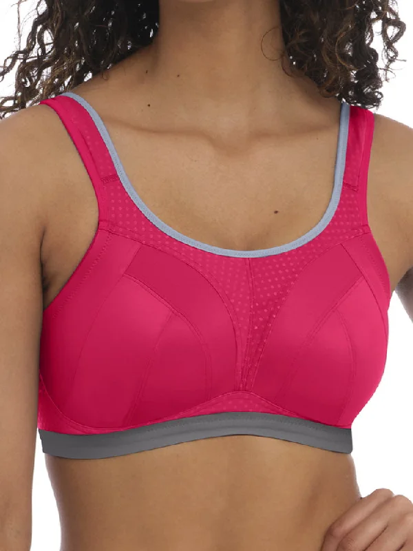 Sports bra with crisscross profile -Dynamic Non-Wired Sports Bra - Hot Crimson