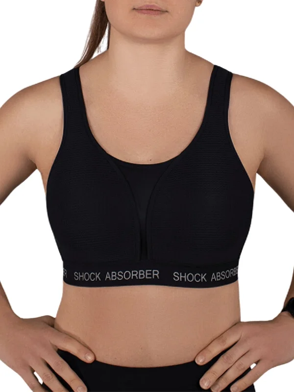 Sports bra with arc shape -Ultimate Run Padded Sports Bra - Black/Silver