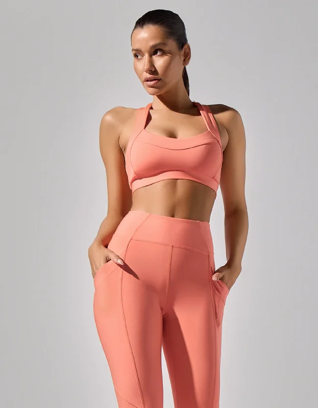 Sports bra with burst dashes -Dalia Bra [Coral]