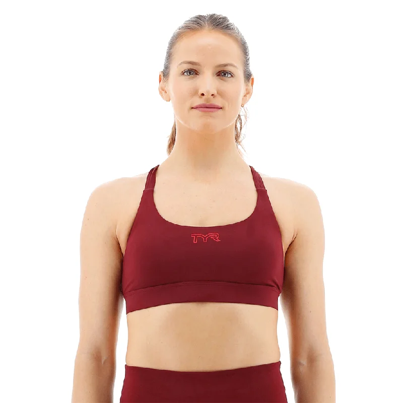 Sports bra with pace dashes -TYR GYM - Womens Windsor Wine Duel Strap Sports Bra