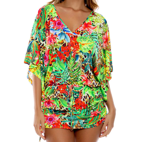 Swimwear for couples-Luli Fama Lush Horizon Cabana V Neck Dress