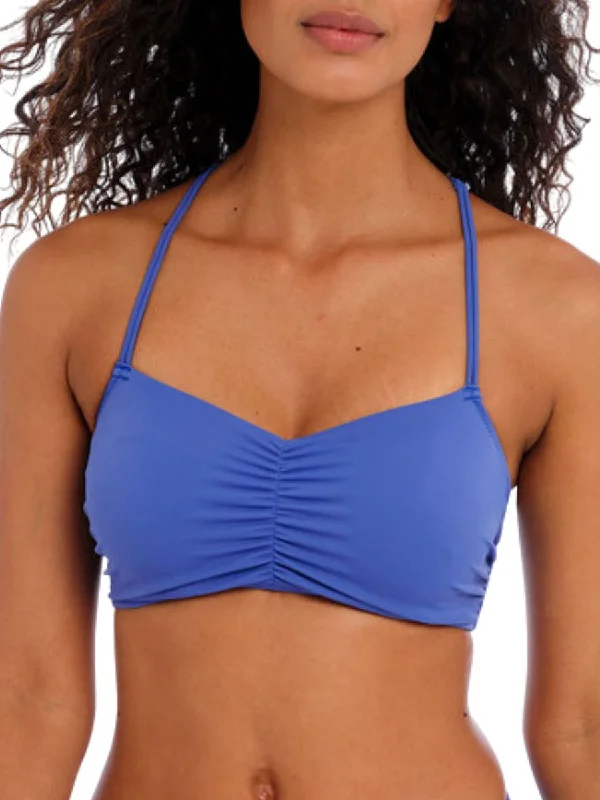 Sports bra with sheer fit -Jewel Cove Bralette Bikini Top - Plain Azure