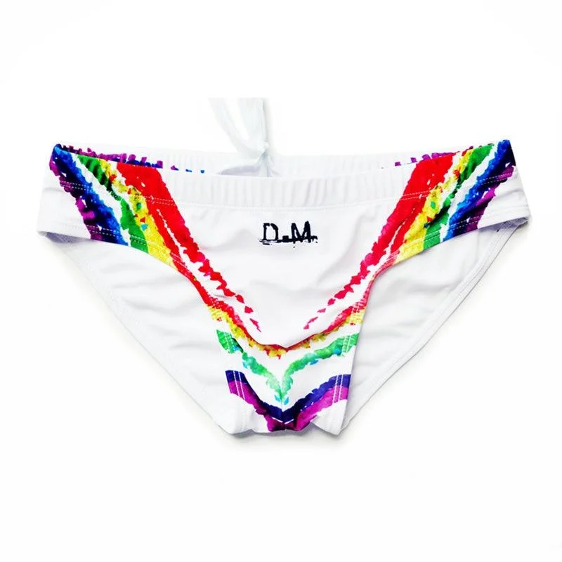 Swimwear with straps-DM Rainbow Grafitti Swim Briefs