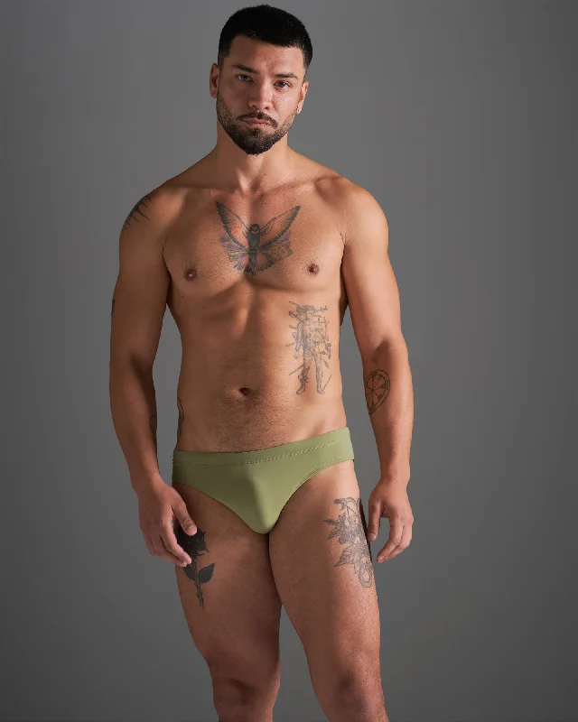 Swimwear with shiny fabric-TEAMM8 Standard Swim Brief - Army