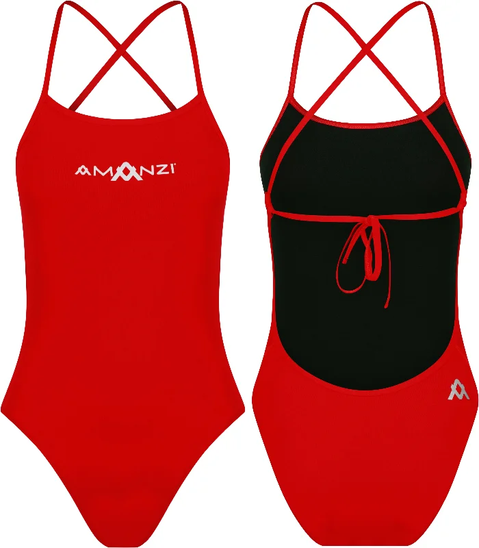 Swimwear with straps-Amanzi Tie Back One Piece Swimsuit