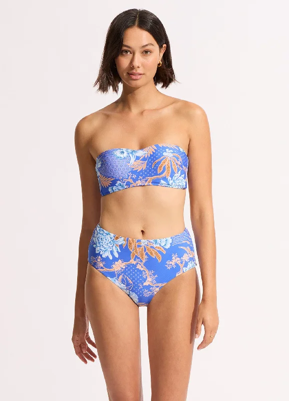 Swimwear with odor-resistant-Eden High Waisted Bikini Bottom - Azure