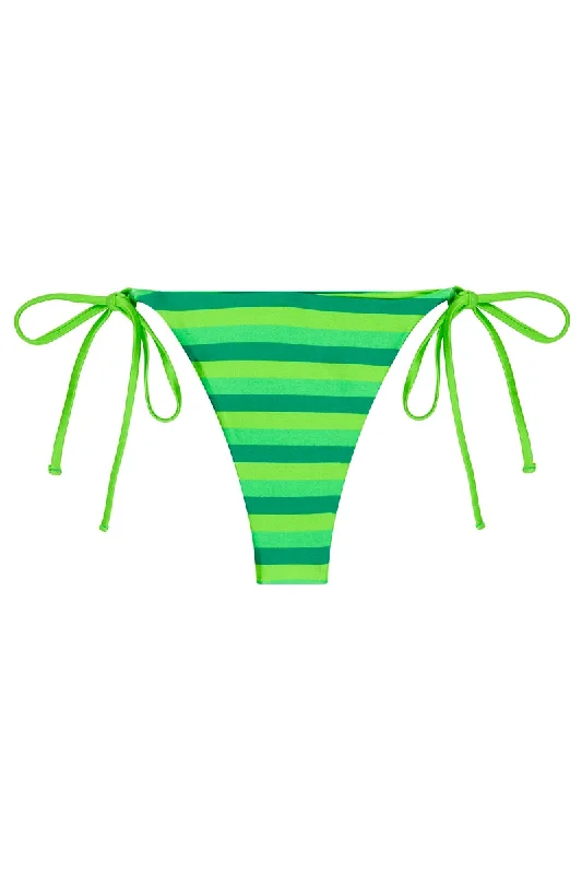 Swimwear with cheeky fit-Avalon Bottoms In Green Horizontal Stripes