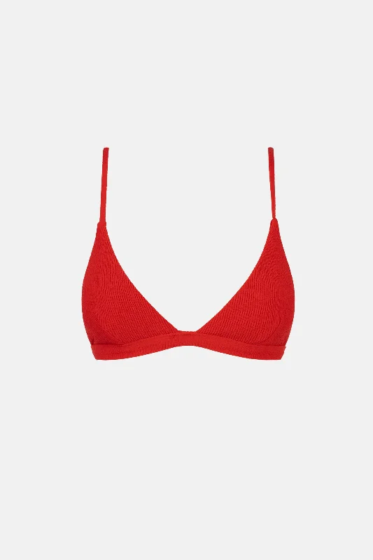 Sports bra with chain straps -Essential Rib Bralette Top Cherry