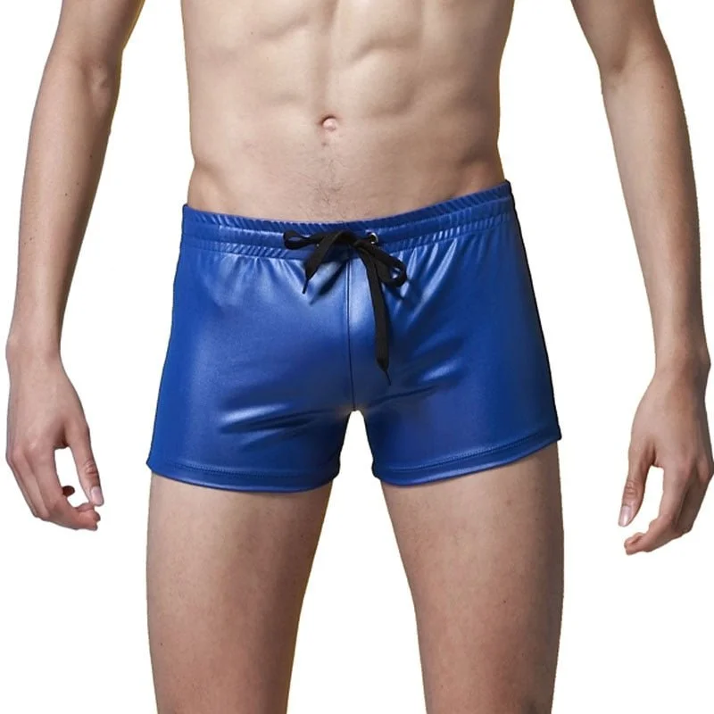 Swimwear for rehab-Faux Leather Swim Trunks