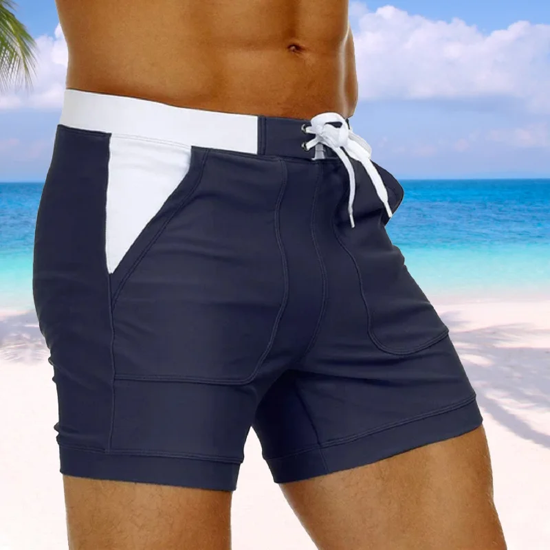 Swimwear with high neck-Boxer Stripe Swim Trunks