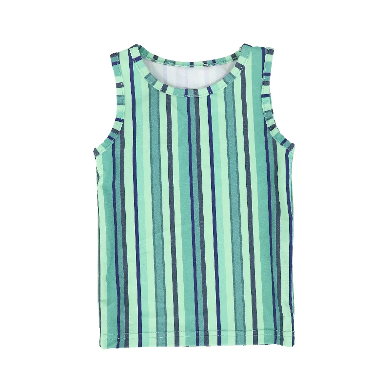 WATER CLUB GREEN STRIPED SWIM TANK [FINAL SALE]