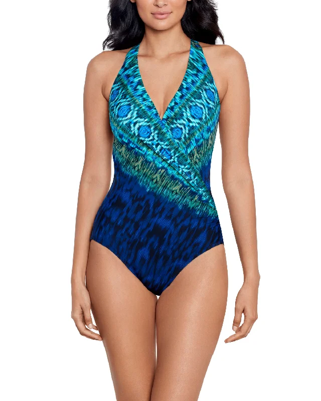 Sports bra with flux pattern -2024 Miraclesuit Alhambra Wrapsody One Piece Swimsuit - 6553849