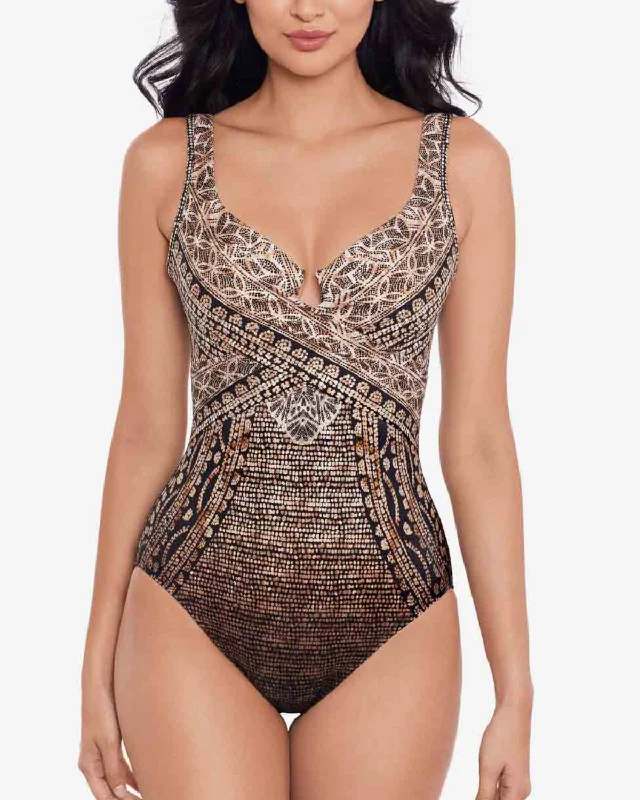 Swimwear with tight weave-2024 Miraclesuit Cappadocia Criss Cross Escape One Piece - 6552376