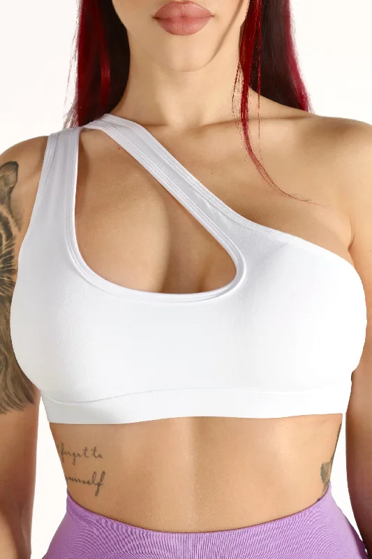 Sports bra with light fit -Cross the Line Sports Bra - White