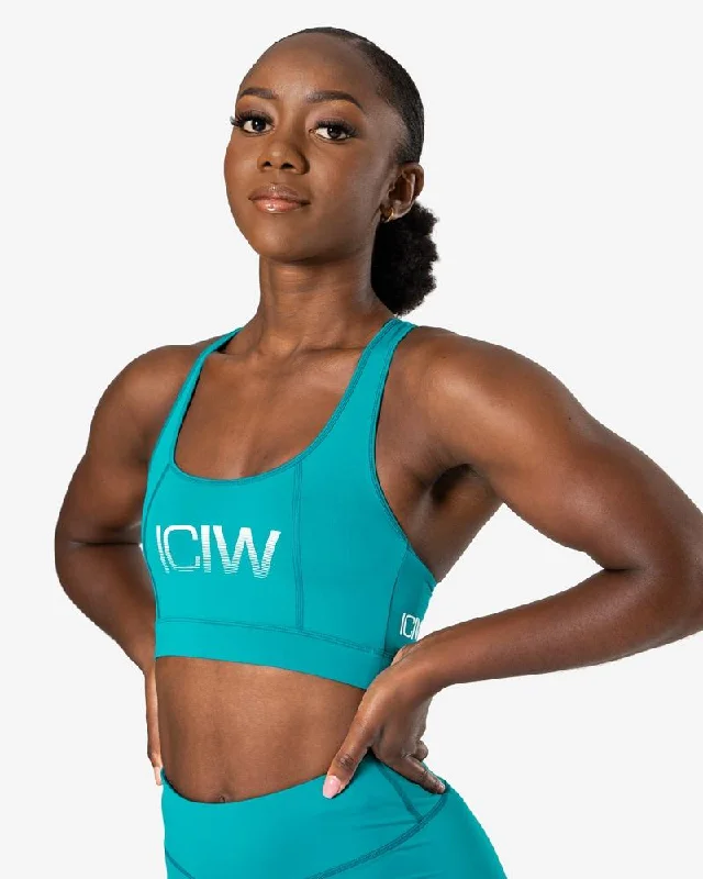 Sports bra with mesh shape -ICIW Classic Sports Bra - Teal Blue