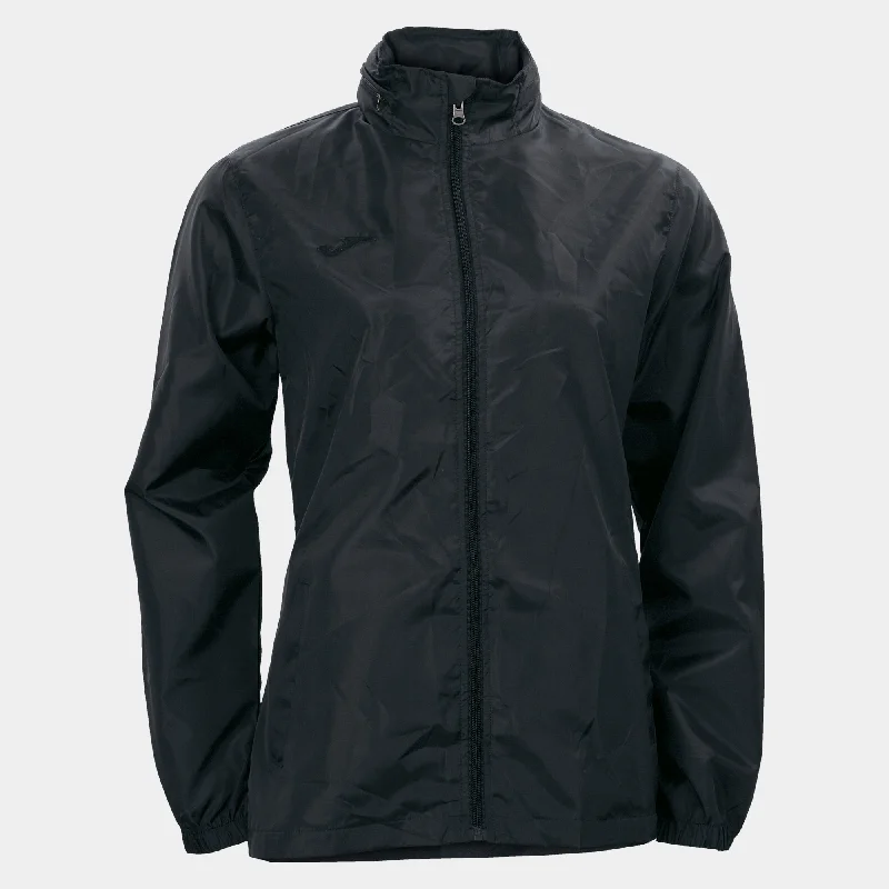 Sports Jacket with soft seams-Joma Galia Ladies Rain Jacket (Black)