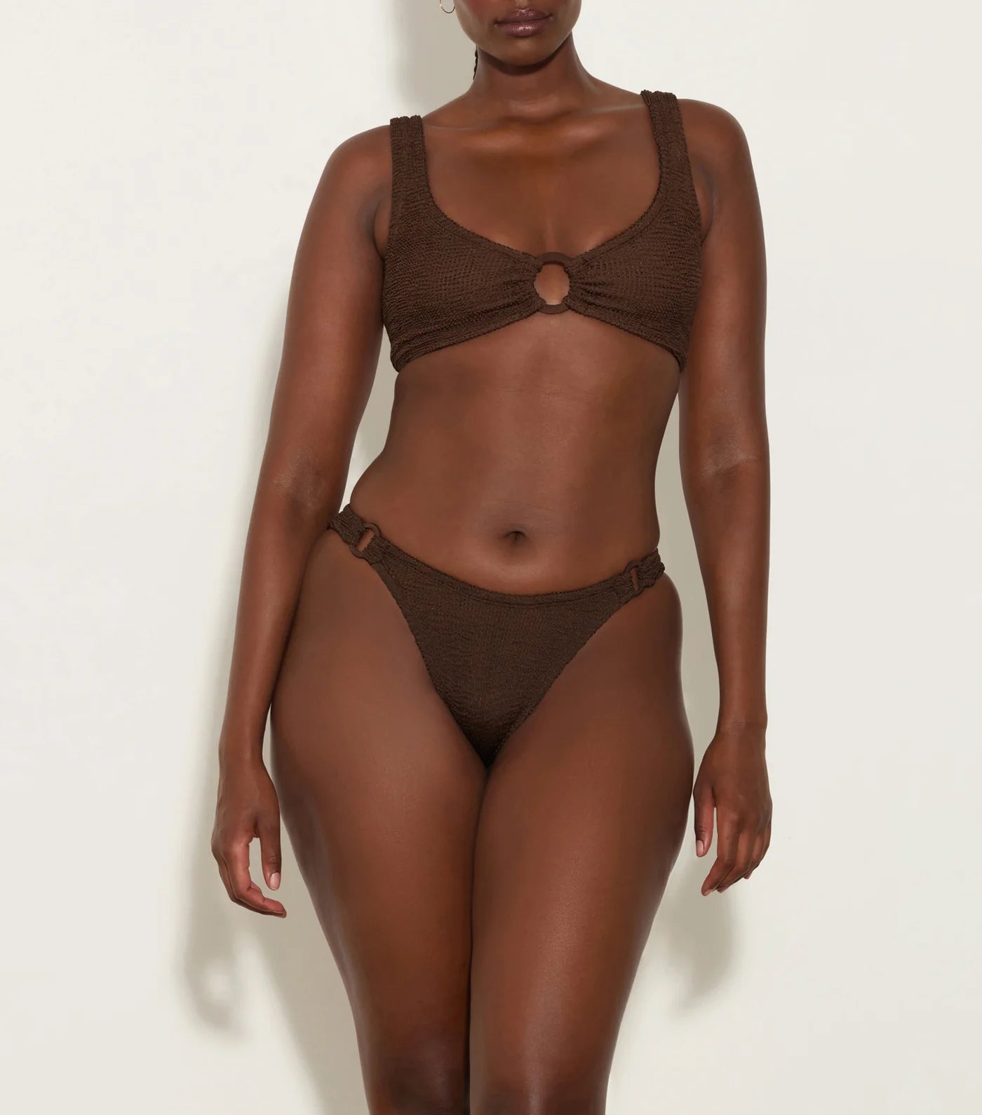 Swimwear for spring-Hallie Bikini Set in Metallic Chocolate